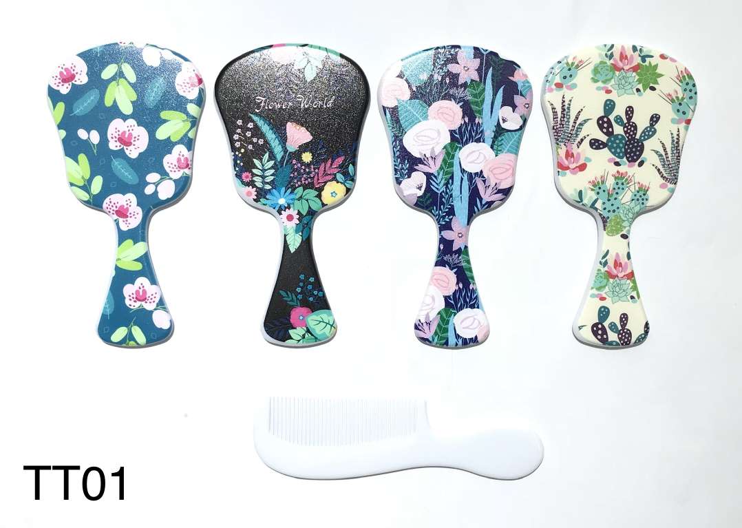 Hair styling comb T01, long hair air bag wide curling comb, air cushion comb, head massage comb, large teeth printed comb, wide teeth for hair styling pic 1