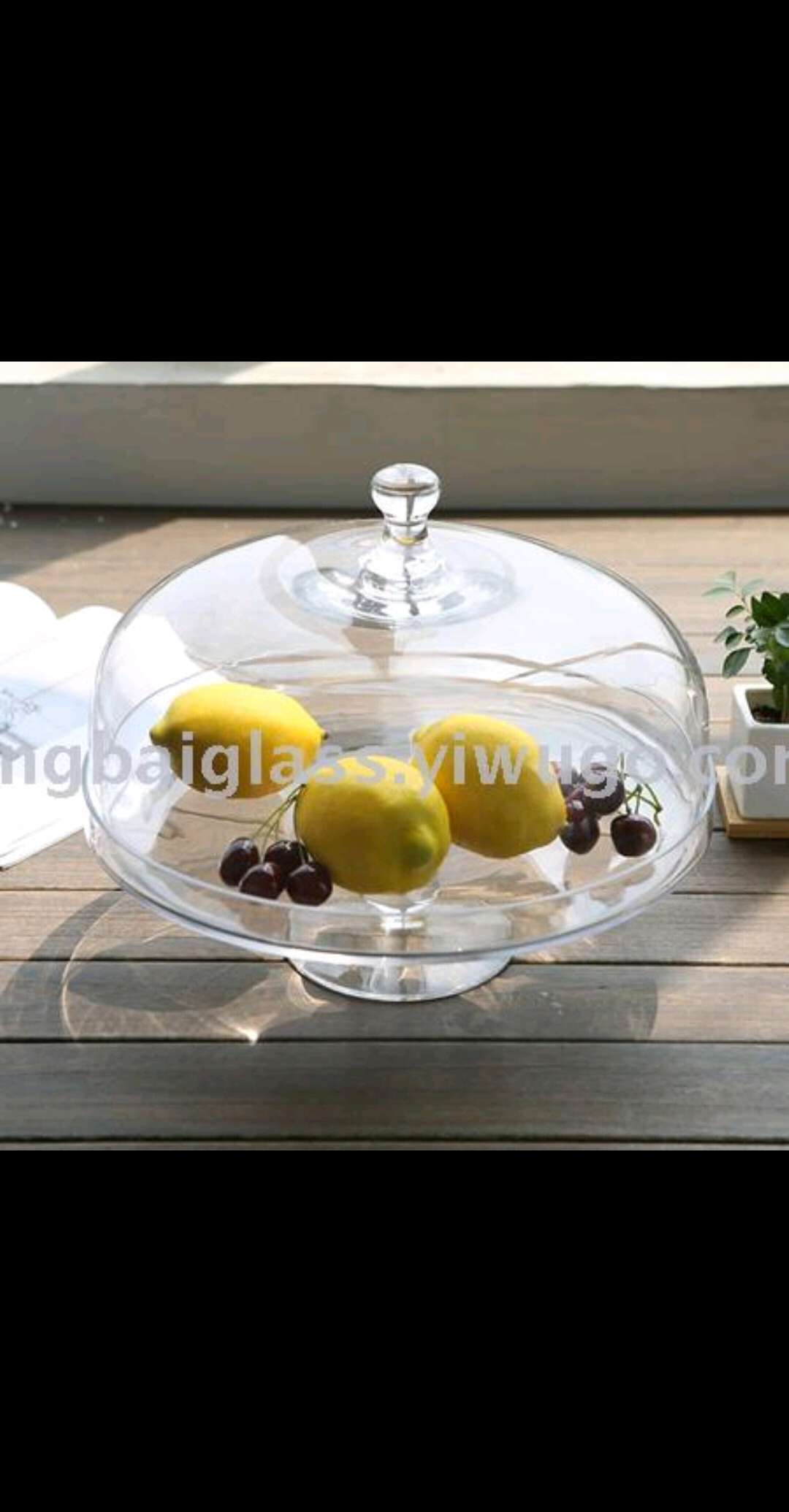 European glass cake plate glass dust cover high tray glass fruit plate dessert dessert display plate