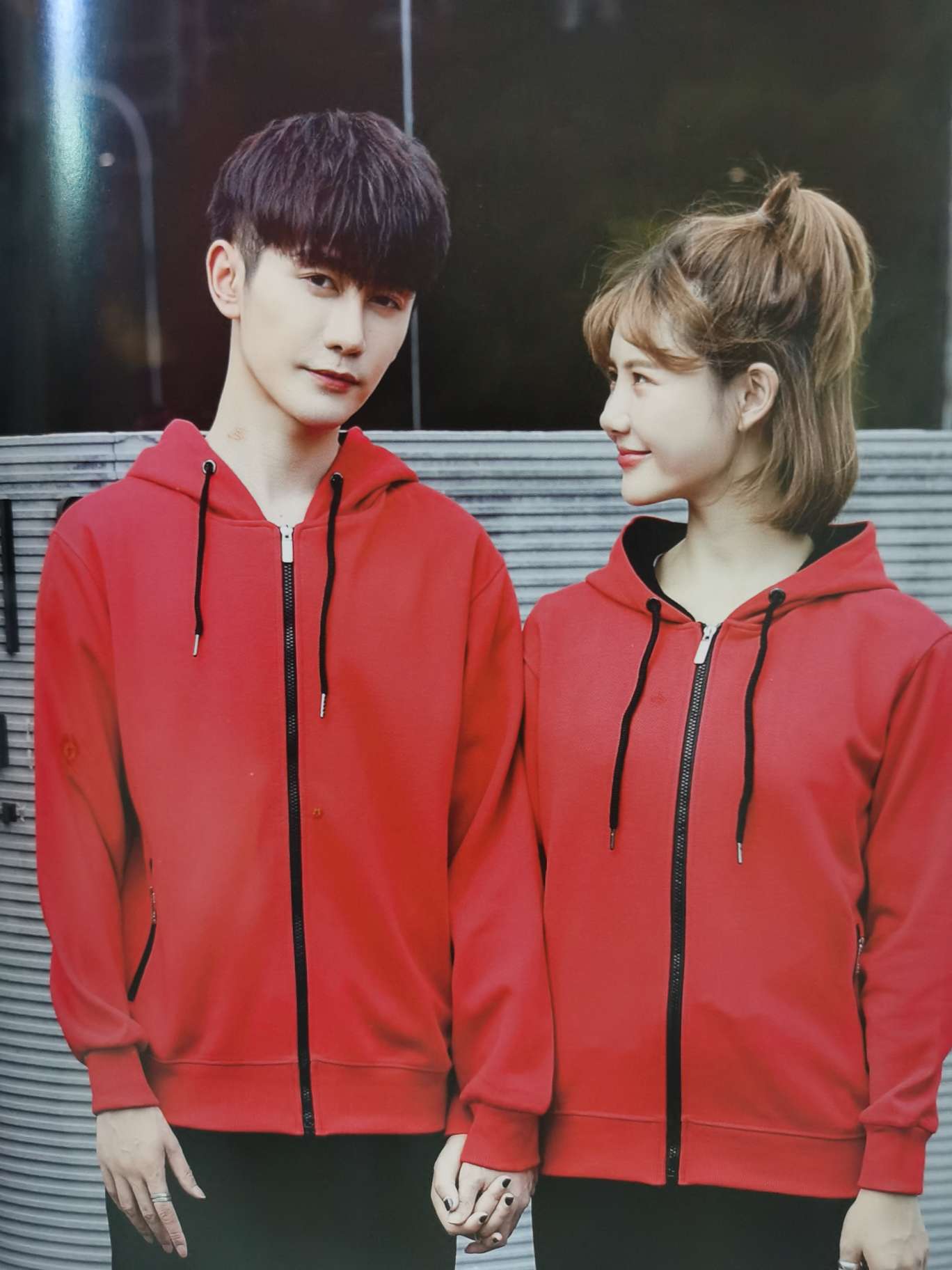 310 combed cotton TC contrasting color zipper sweatshirt Specification drawing