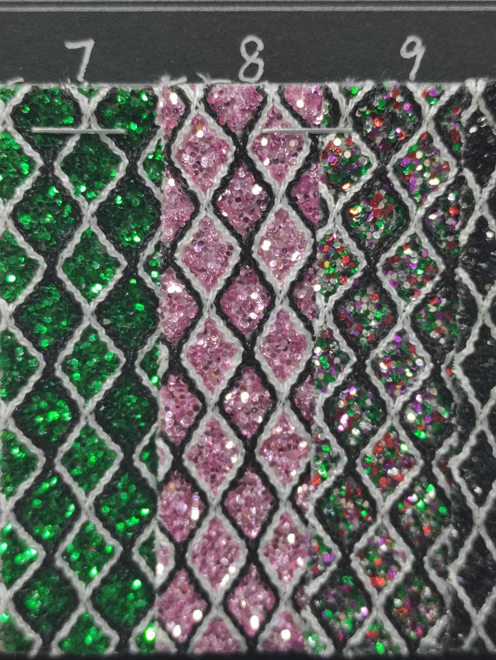 Colored sequined beaded fabric samples, eyeball paper products, lace sequined fabric details Picture