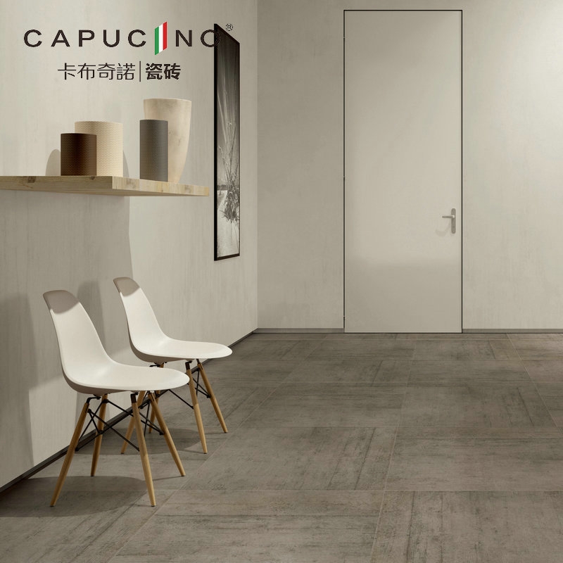 Cappuccino Tile Nordic Living Room Project Large Floor Tile Modern Simple Industrial Era 600X600 Application Scenario