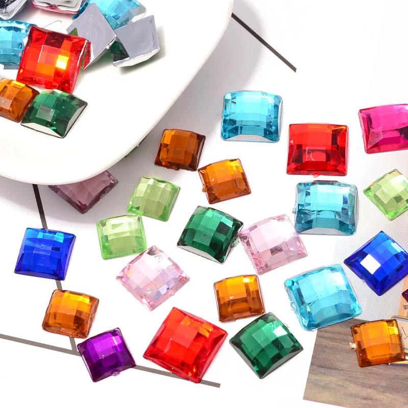 仿台湾进口压克力钻石10*10正方方格面 平底钻 地球面 格子面台湾亚克白底实物图