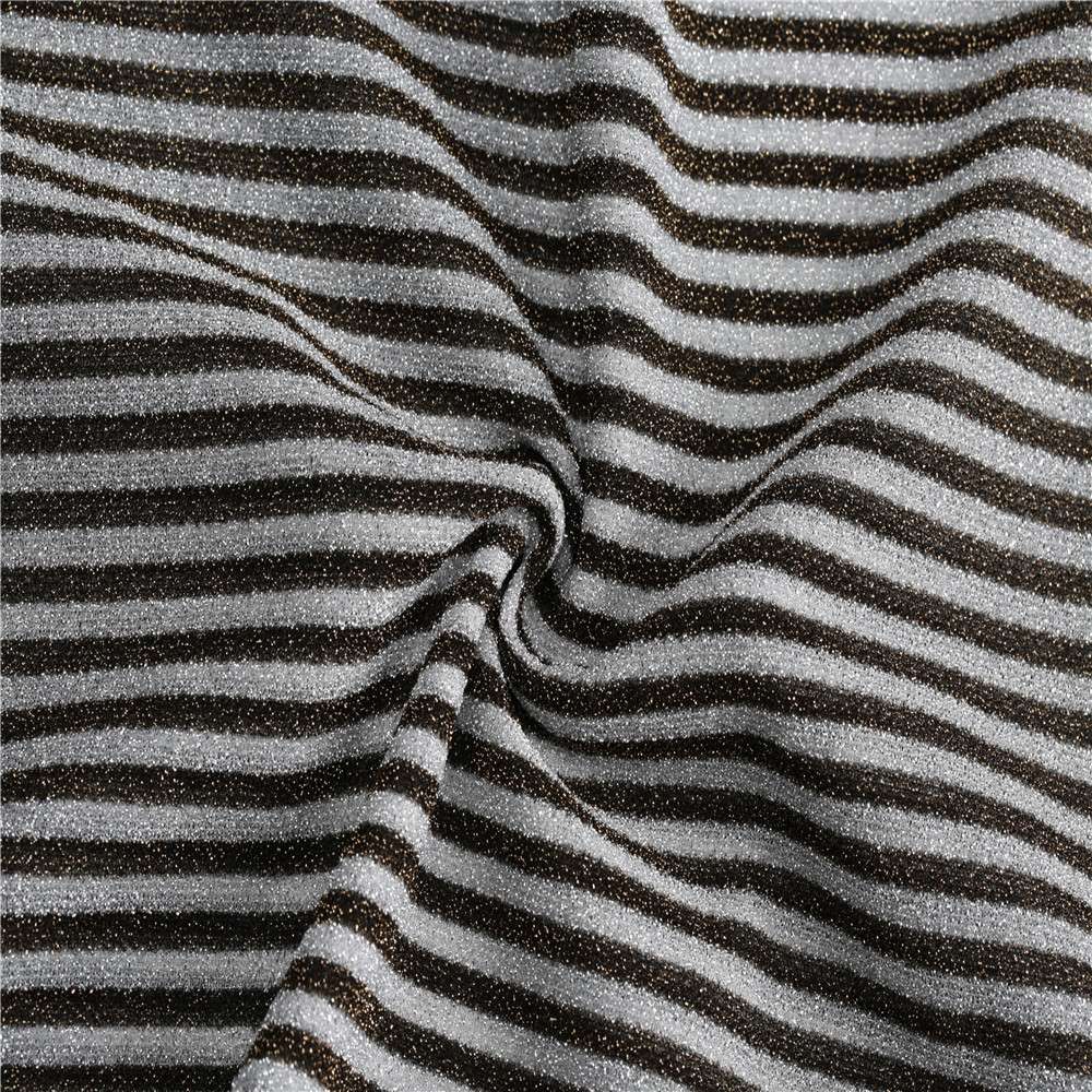 Direct sales from the manufacturer of 120g thick gold and silver thread fabric with medium and thick stripes in natural color, available in stock Specification image