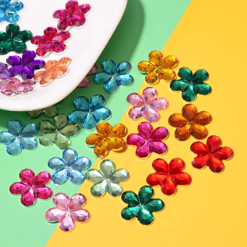 苯料塑胶16MM五辨梅花钻 塑料梅花钻 五瓣平底钻 无孔胶粘diy辅料