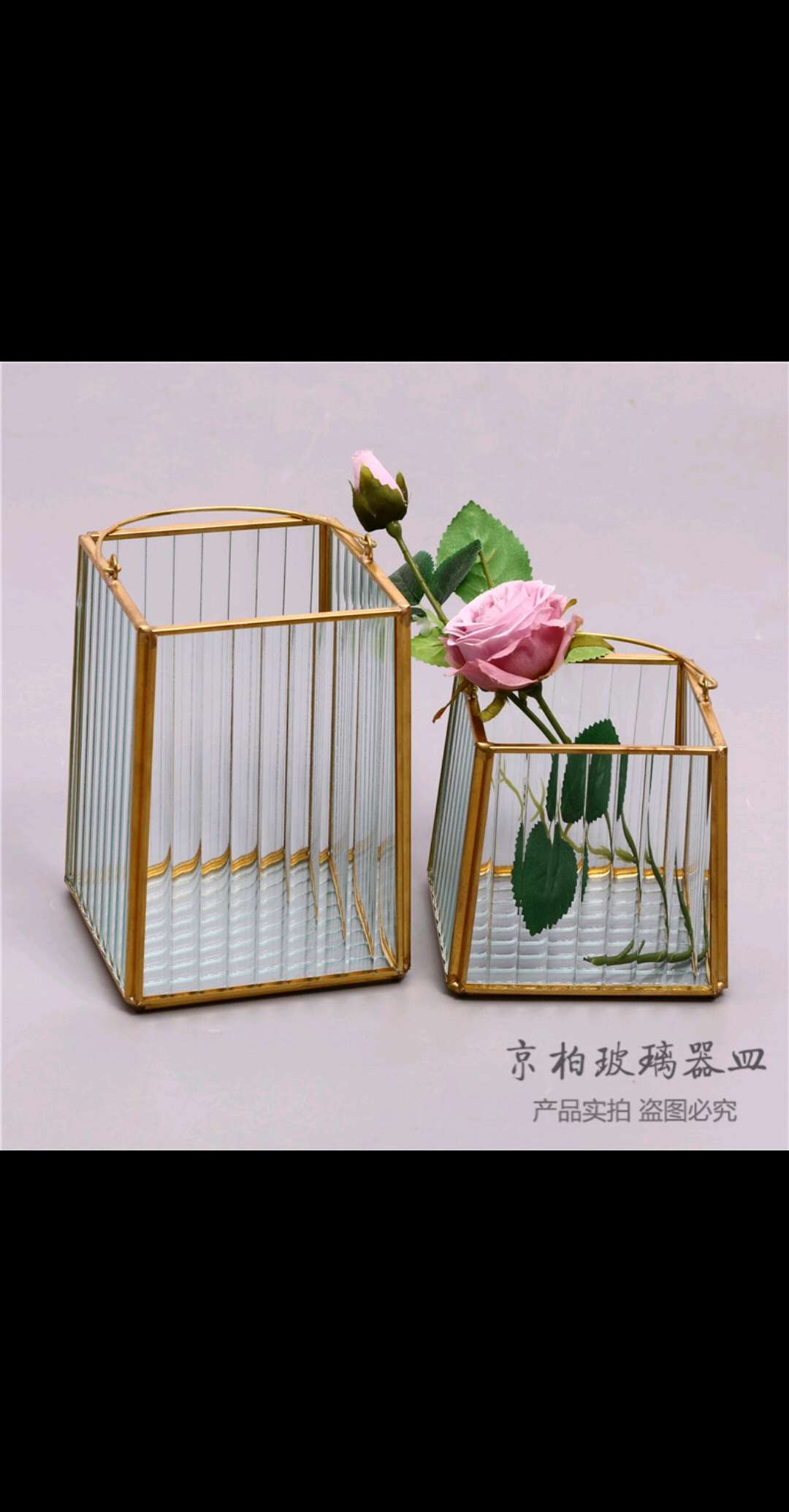 European-style retro golden glass DIY greenhouse micro-landscape romantic candle holder candle holder restaurant cafe decorative ornaments thumbnail