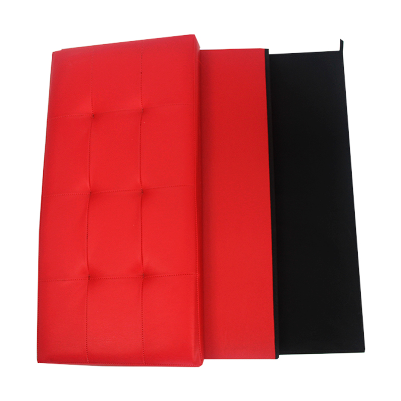 厂家直销时尚环保红色皮革圣诞风可折叠收纳凳详情图3