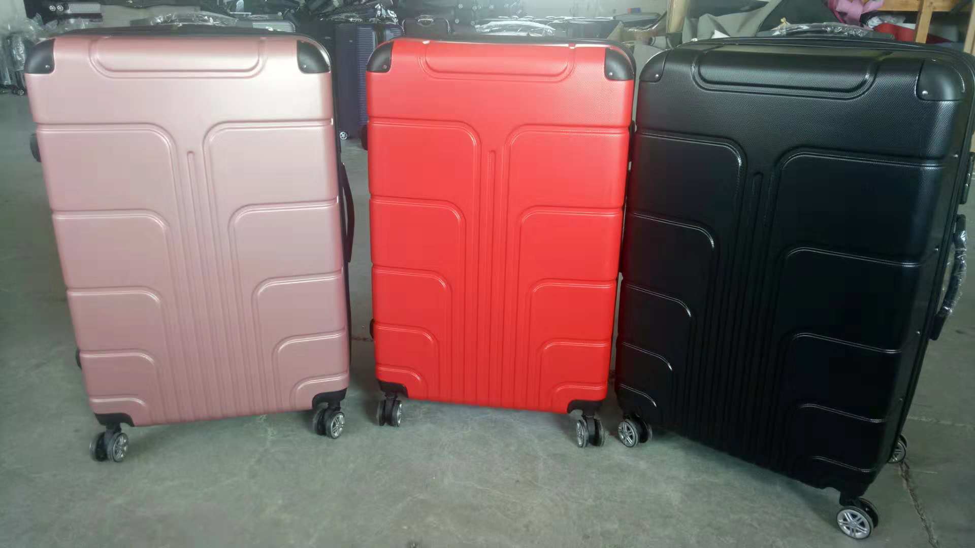 拉杆箱806#ABS拉链拉杆箱21-25-29万向轮旅行箱白底实物图