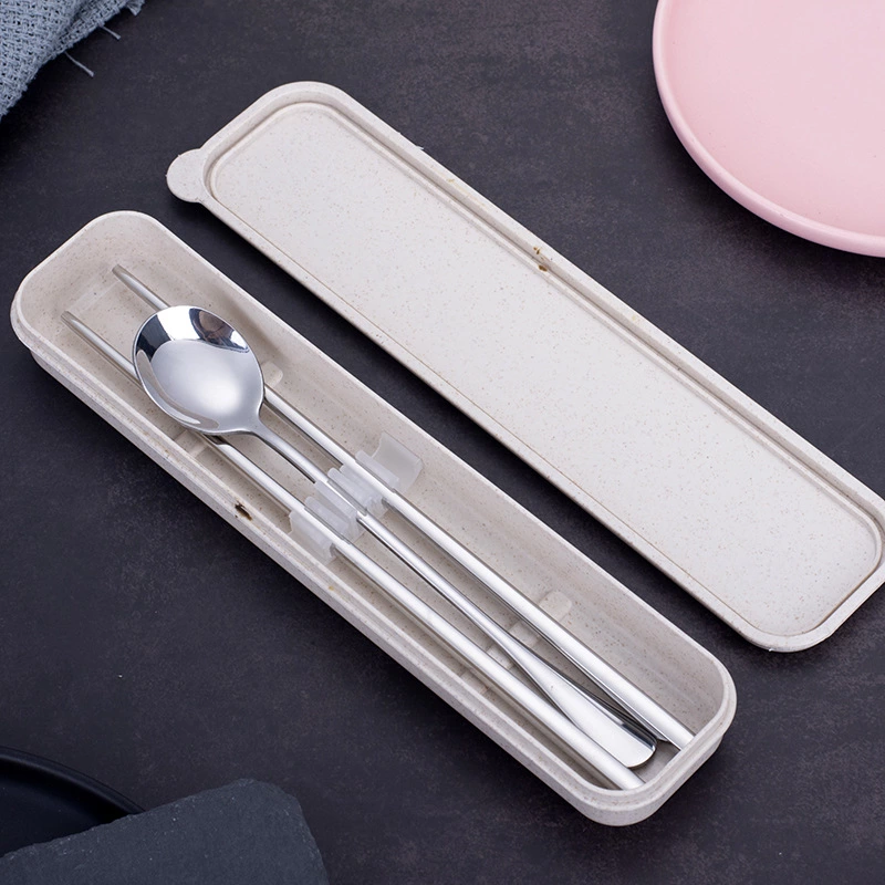304不锈钢勺筷两件套 日式学生筷勺便携式餐具套装羹勺筷活动礼品