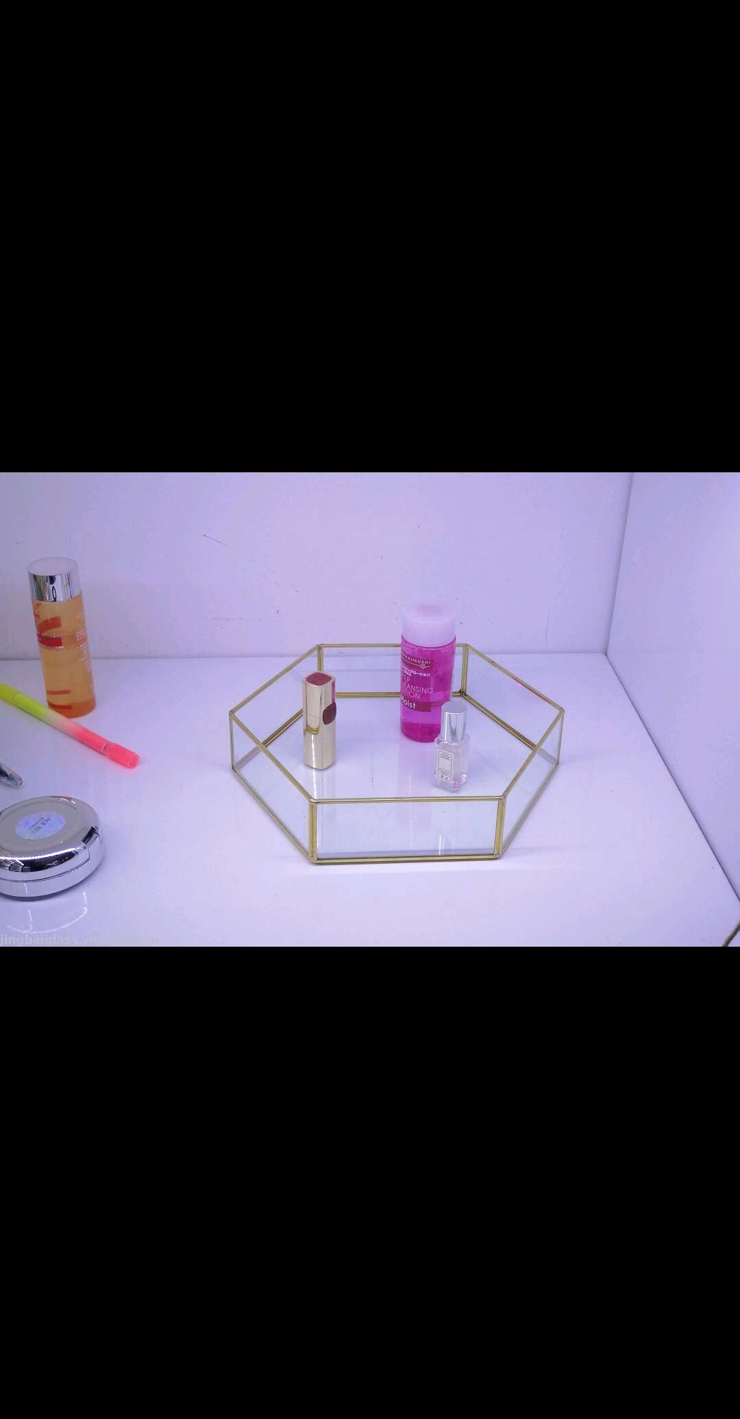 Nordic ins wind simple tray glass jewelry display rack skin care cosmetics storage tray