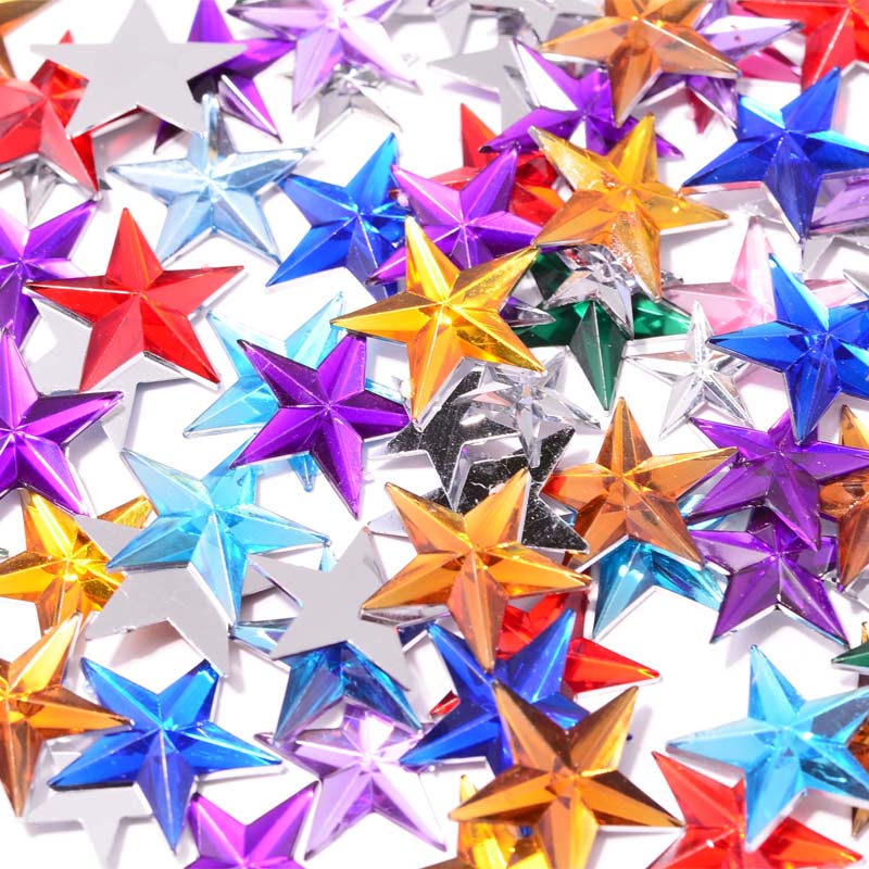 Plastic benzene material WX15MM five-pointed star patch transparent drill flat bottom five-pointed star no-hole plastic drill DIY mobile phone beauty drill undefined