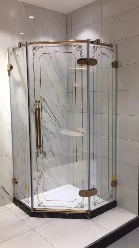 Bette Super White Crystal Glass Shower Enclosure 33 Series, brushed/rose gold, safe and fingerprint-free integrated design details Picture