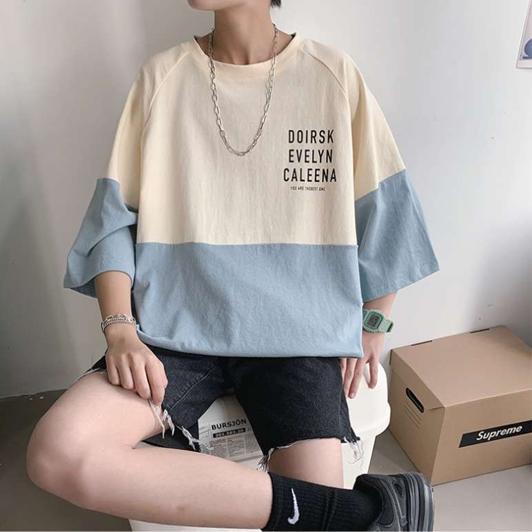 Hong Kong style five - minute sleeve men loose short - sleeve T-shirt student round neck versatile half - sleeve men thumbnail