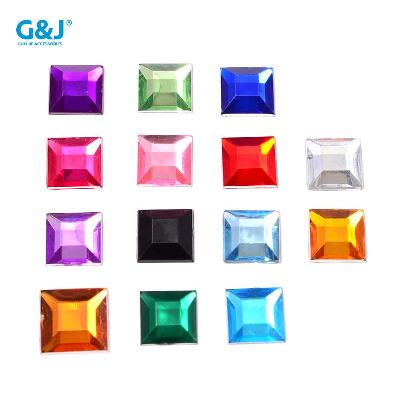 Benzene plastic drill plastic stone F10*10 square flat bottom flat cut square flat bottom no hole DIY clothing accessories leather bags wedding shoes patch drill manufacturer wholesale Specification image
