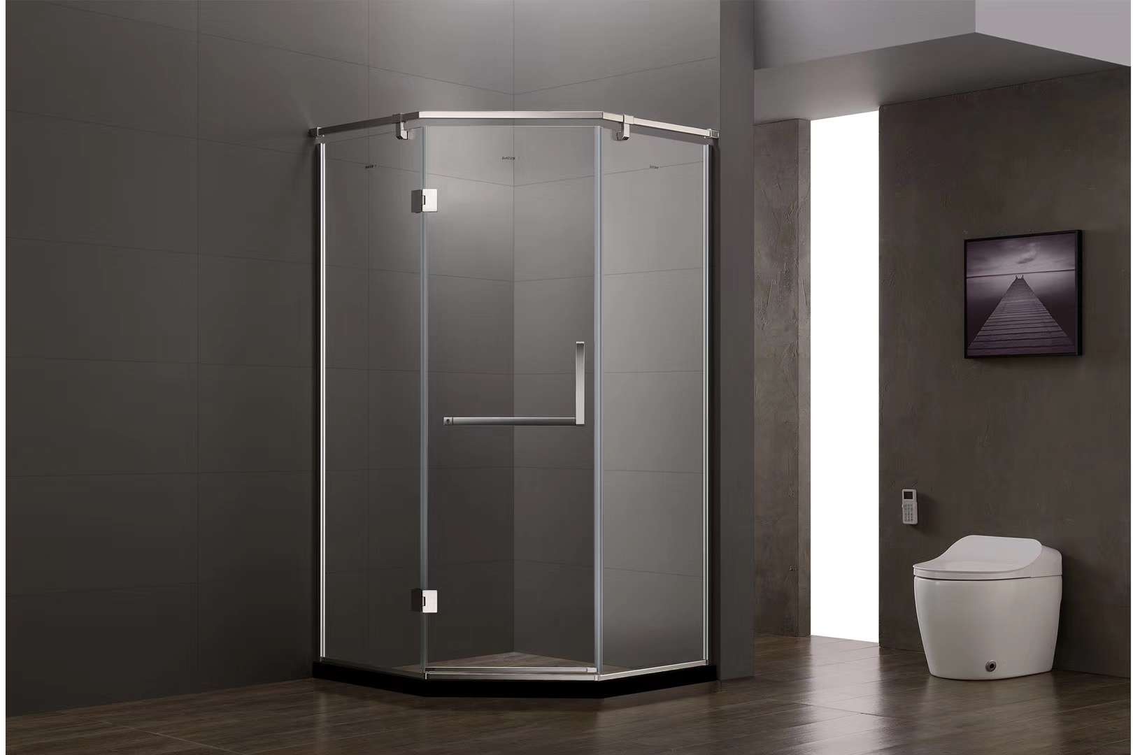 贝特超白水晶玻淋浴房18系列亮光安全不留指纹一体化设计