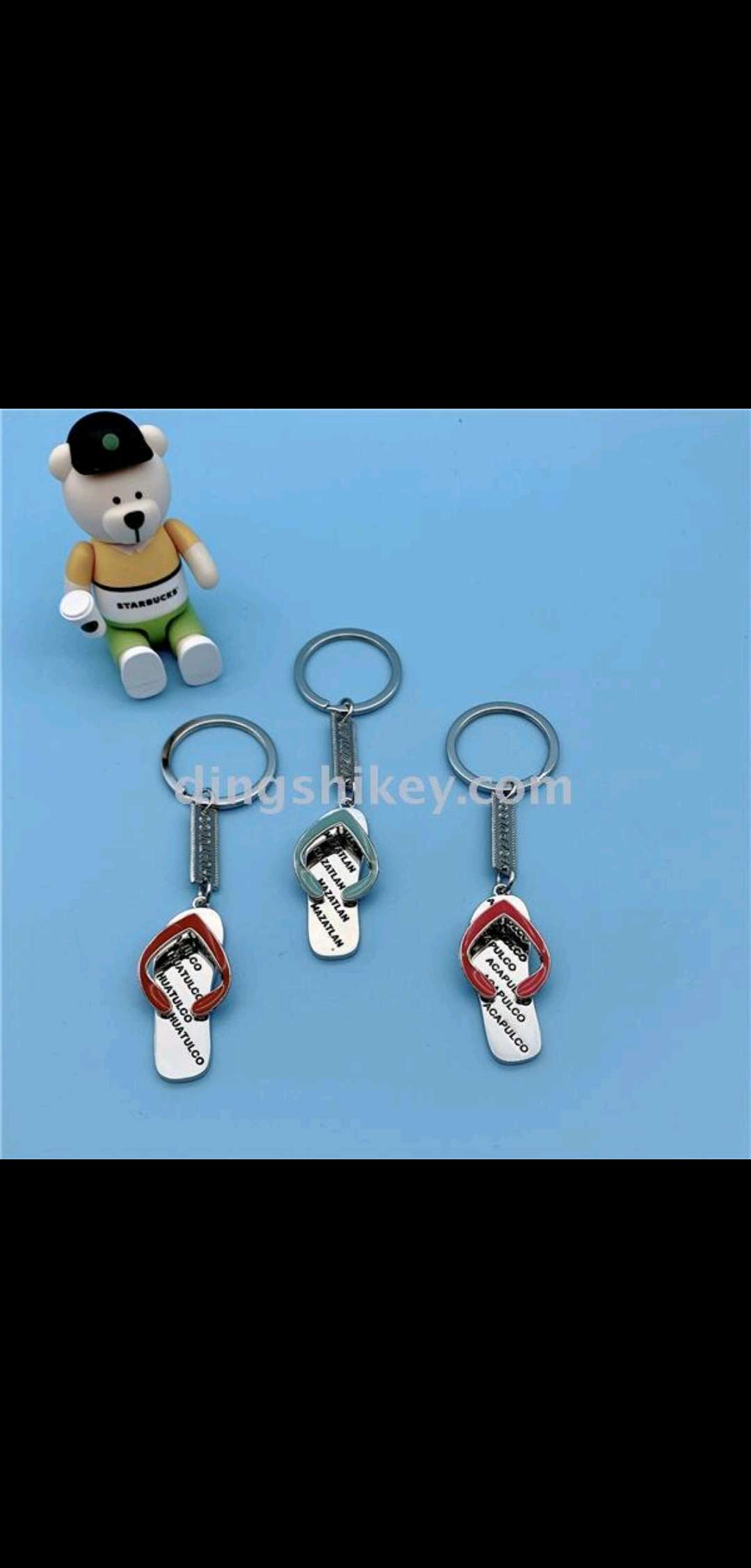 Zinc alloy slippers keychain with brand name