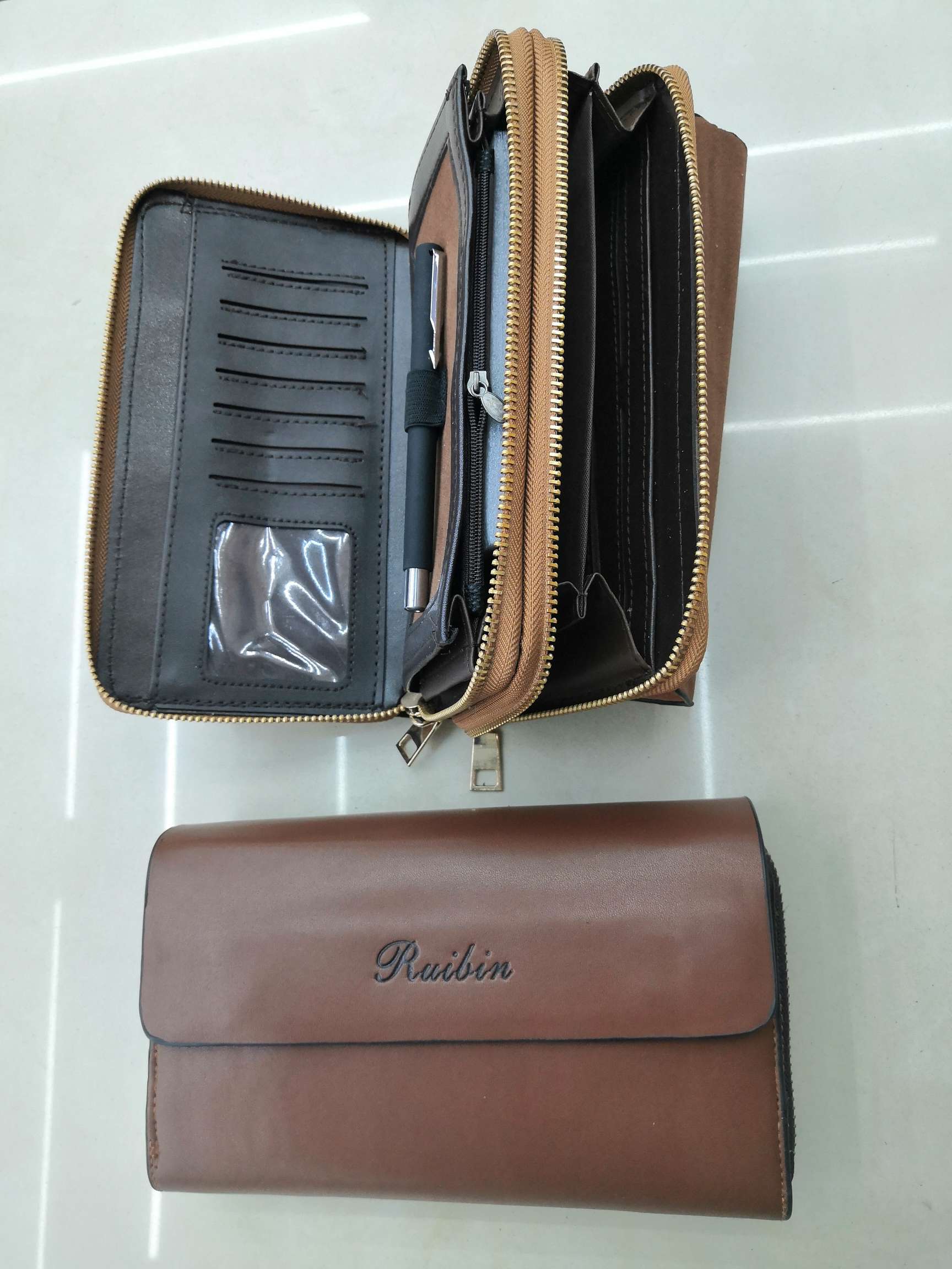 双拉加盖头内加笔插男包