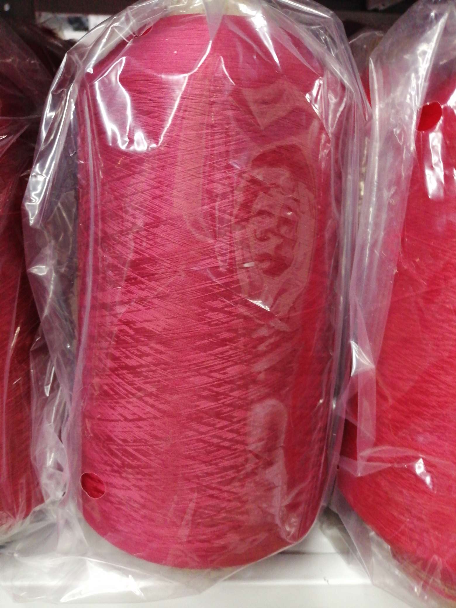 The nylon thread is dark red