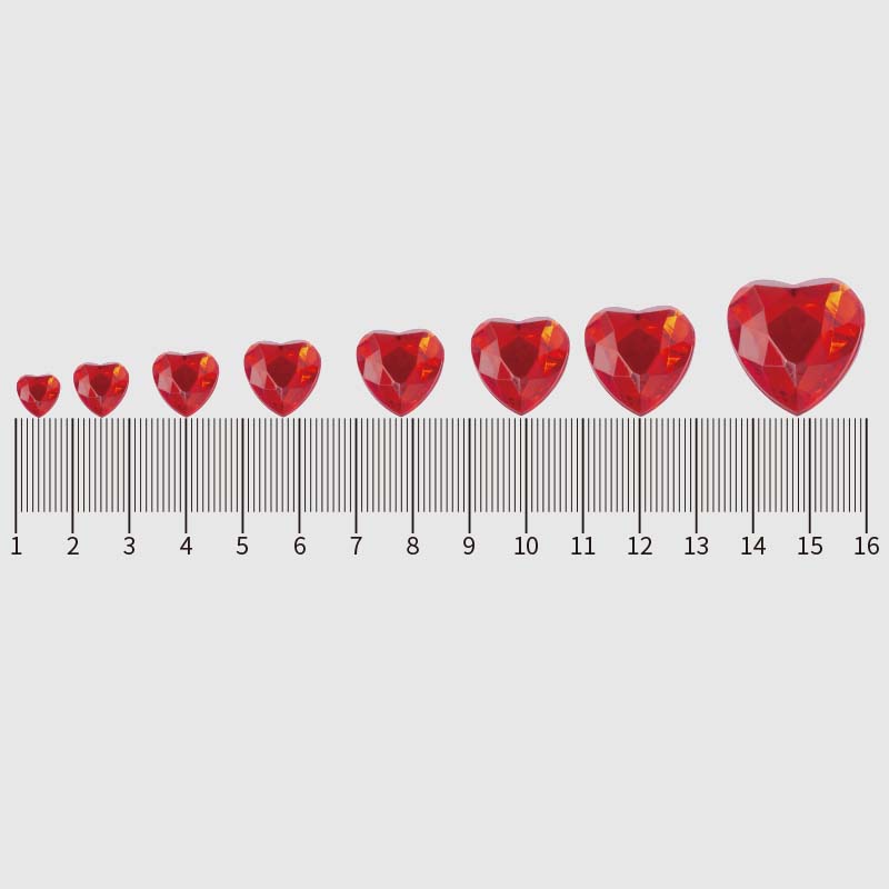 台T20平切桃心仿台湾压克力钻 仿进口亚克力平底桃心贴石钻细节图