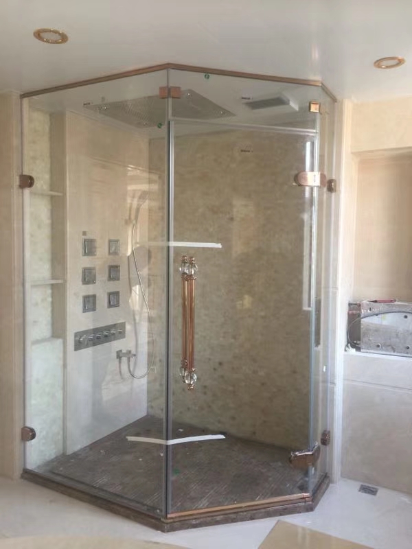 Bette Super White Crystal Glass Shower Enclosure 33 Series, brushed/rose gold, safe and fingerprint-free integrated design Item Picture