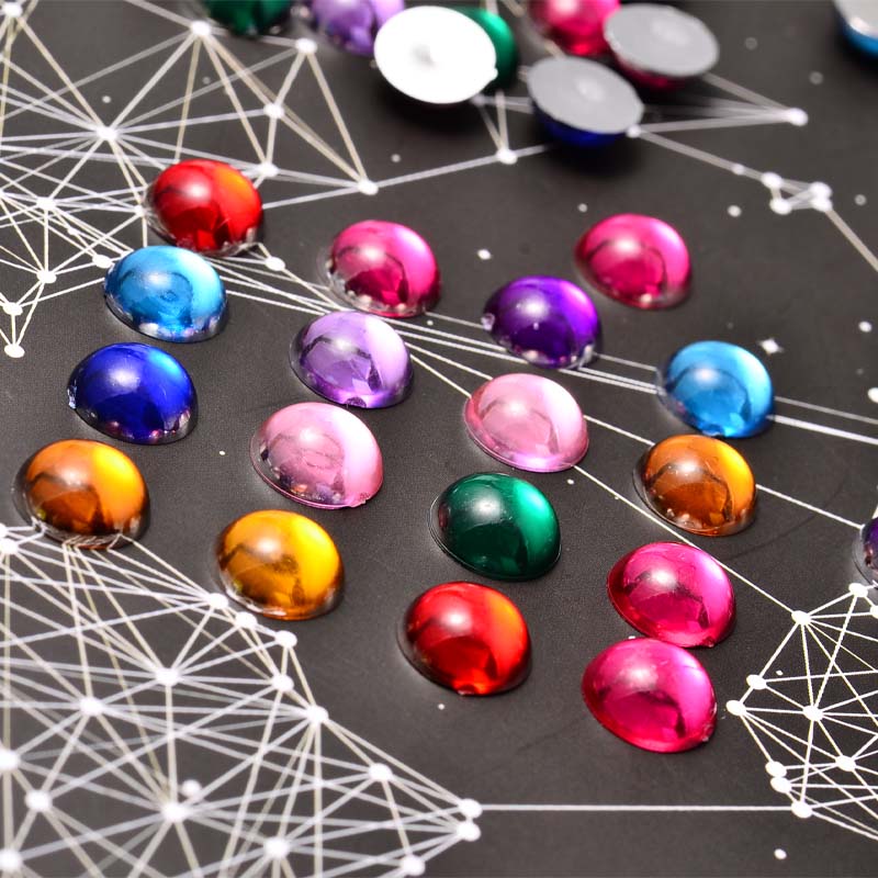 Benzene J10 circular smooth surface hemispherical acrylic semi-circular drill, semi-circular smooth surface flat bottom non-hole acrylic drill, animal doll, doll eyes details Picture