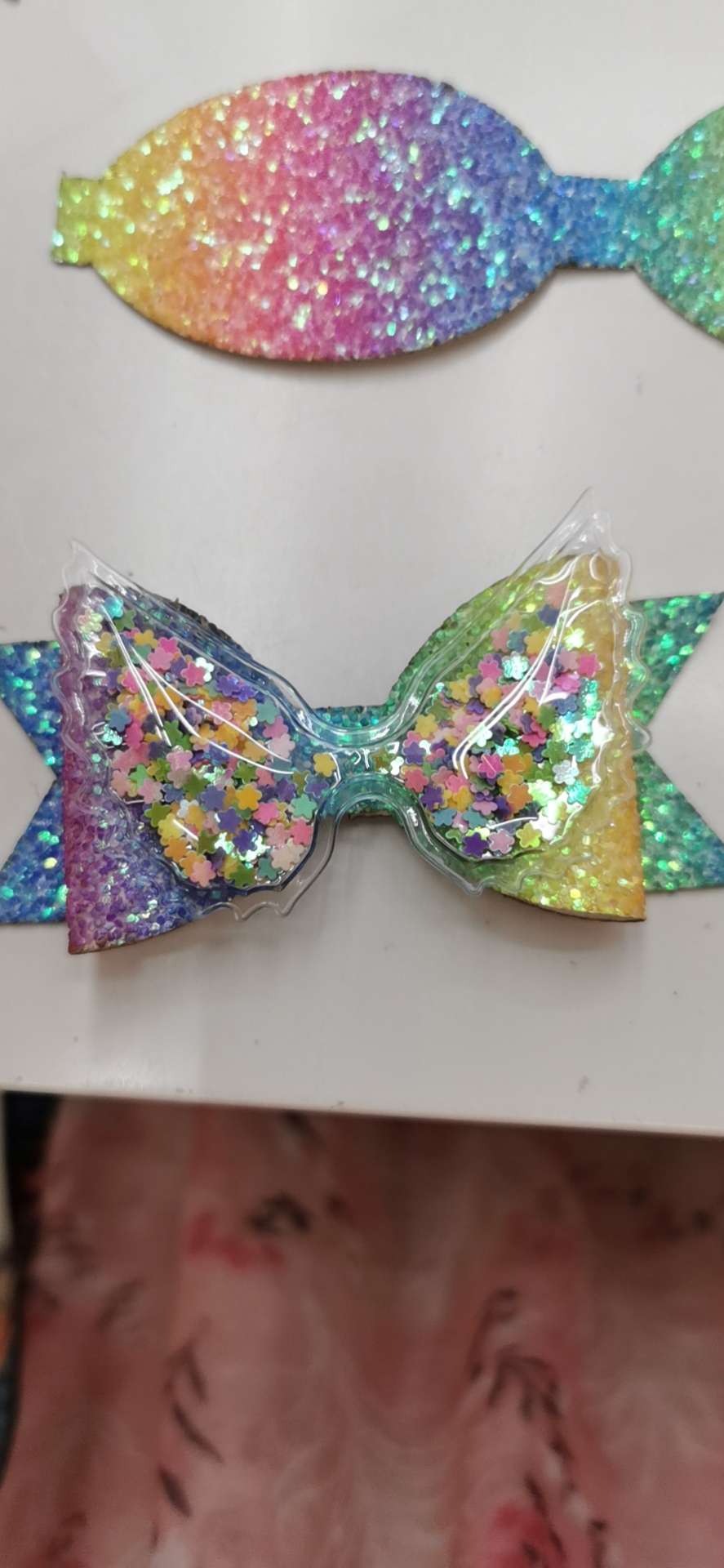 10 cm golden film seven-color and transparent air wing bow tie details Picture