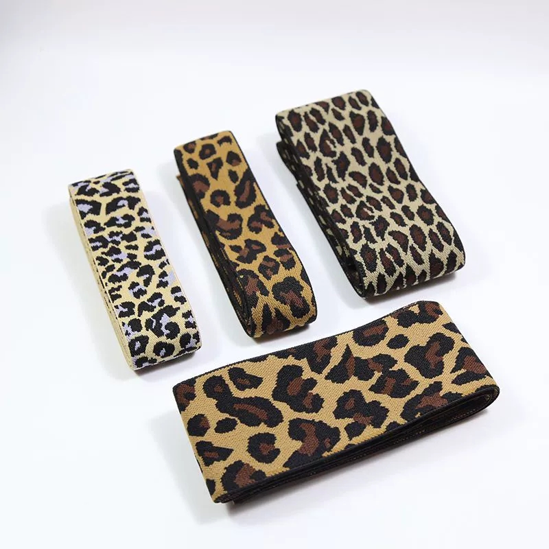 Leopard print jacquard elastic band, lettered elastic band