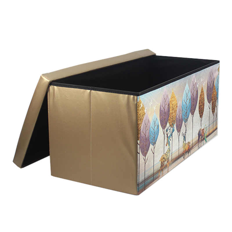 厂家直销时尚环保ins风麋鹿印刷卧室收纳可折叠收纳凳详情图2