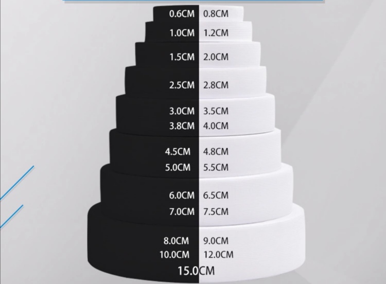 Caritas crochet machine knitted regular elastic bands, white and black standard styles