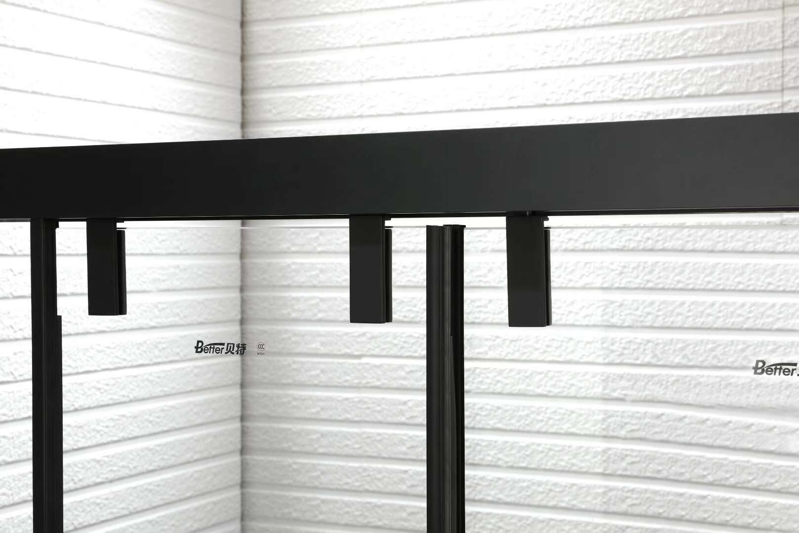 The Bette Super White Crystal Glass shower Enclosure 68 series features an elegant black, safe and fingerprint-free integrated design details Picture