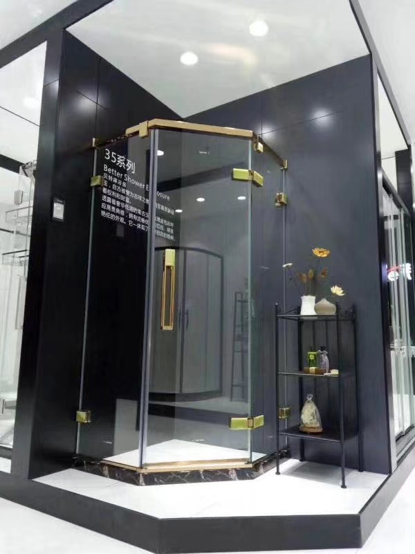 Better Ultra-White Crystal Glass Shower Enclosure 35 Series Rose gold safe, fingerprint-free, integrated design Specification image