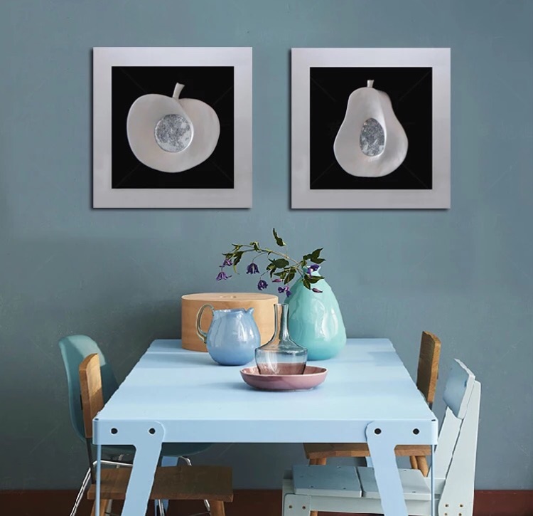 餐厅画 木雕苹果 梨图