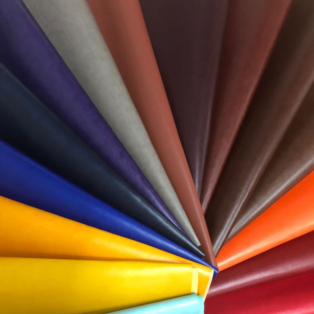 Factory direct sales of pressure-changed Pu leather bags, stationery leather, trademark leather, color-changing fine texture pu material details Picture