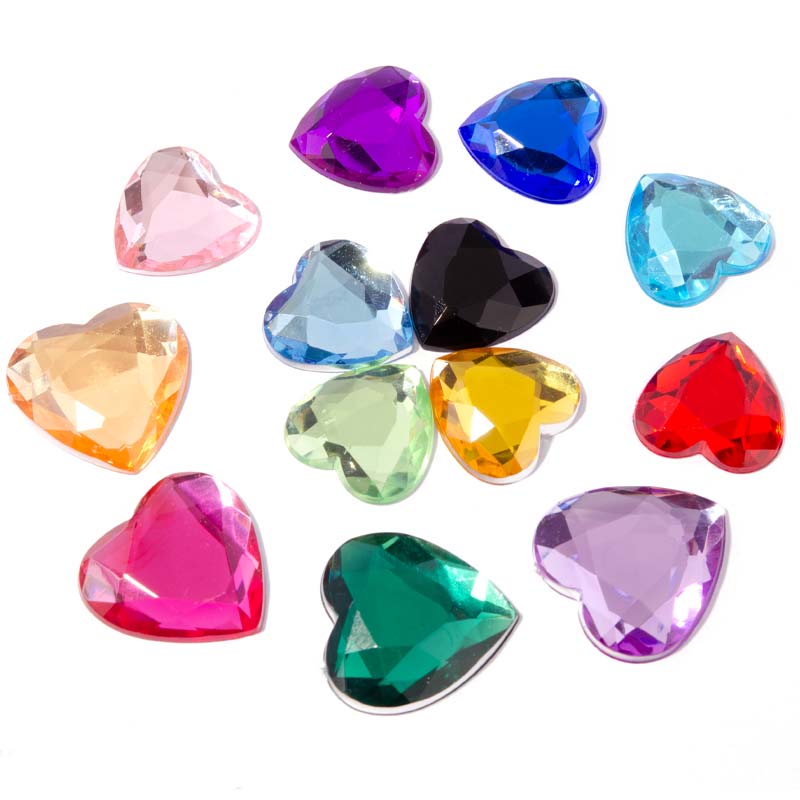 台T20平切桃心仿台湾压克力钻 仿进口亚克力平底桃心贴石钻详情图6