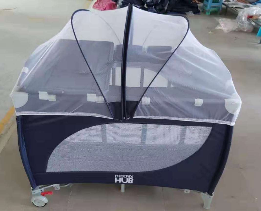 Single set, double-arch mosquito net bed with diaper rack, swing rod. Specification image