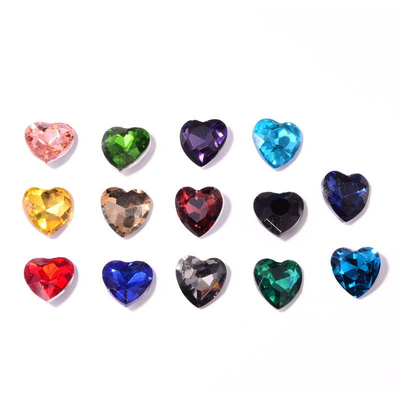Water diamond, glass diamond, 10MM pointed-bottom heart diamond, heart-shaped diamond, crystal glass diamond, diy mobile phone sticker diamond, accessories, clothing and jewelry diamond Item Picture