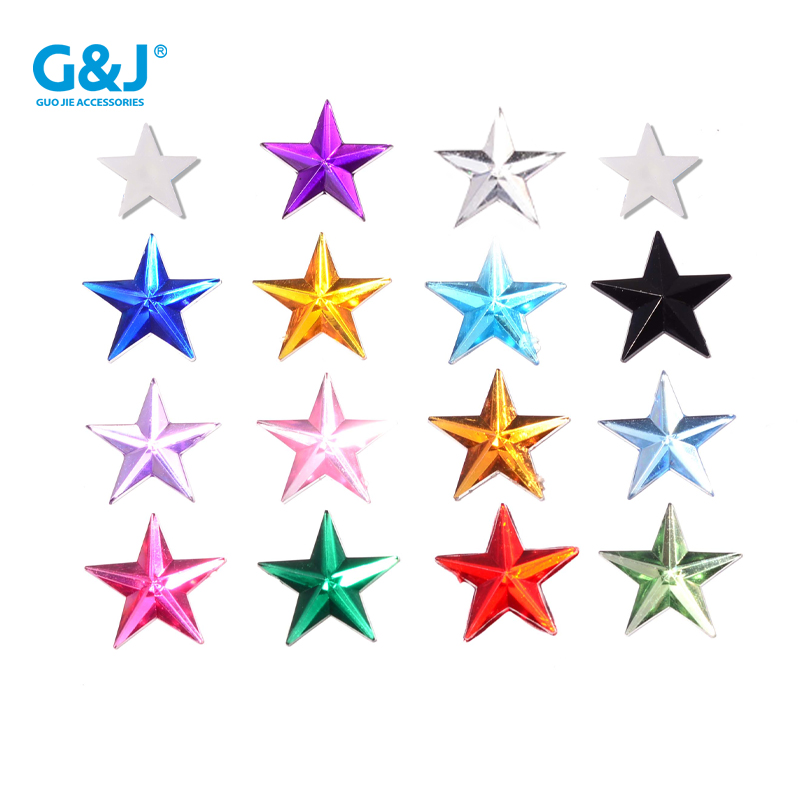 Plastic benzene material WX15MM five-pointed star patch transparent drill flat bottom five-pointed star no-hole plastic drill DIY mobile phone beauty drill Item Picture