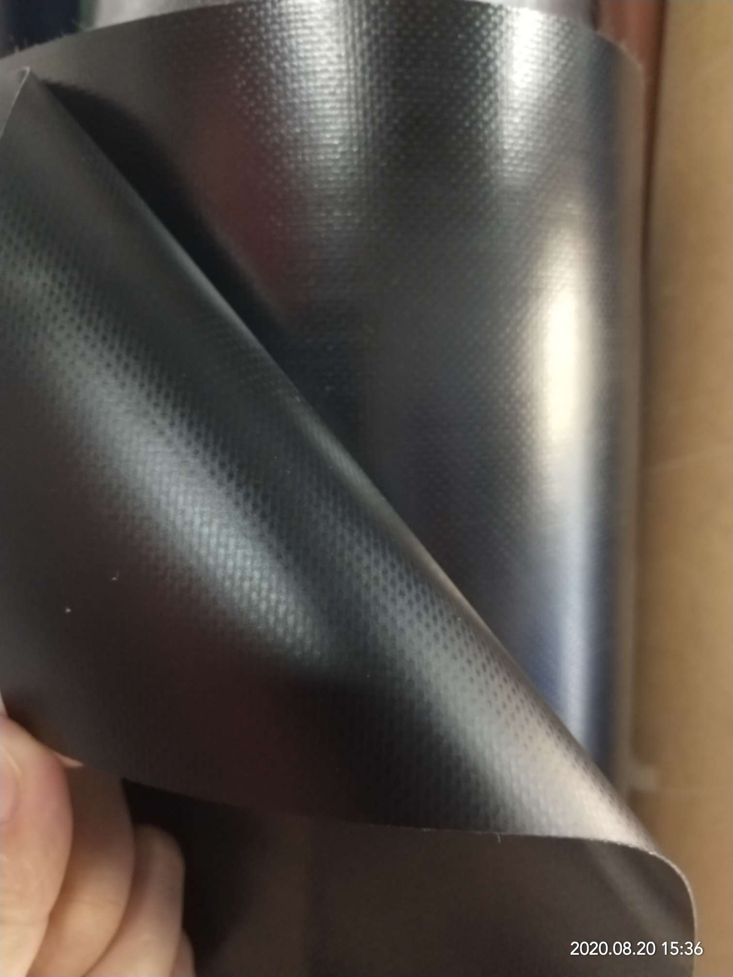 黑色PVC夹网布   箱包布 柔顺阻燃大量现货支持定制精品详情图3