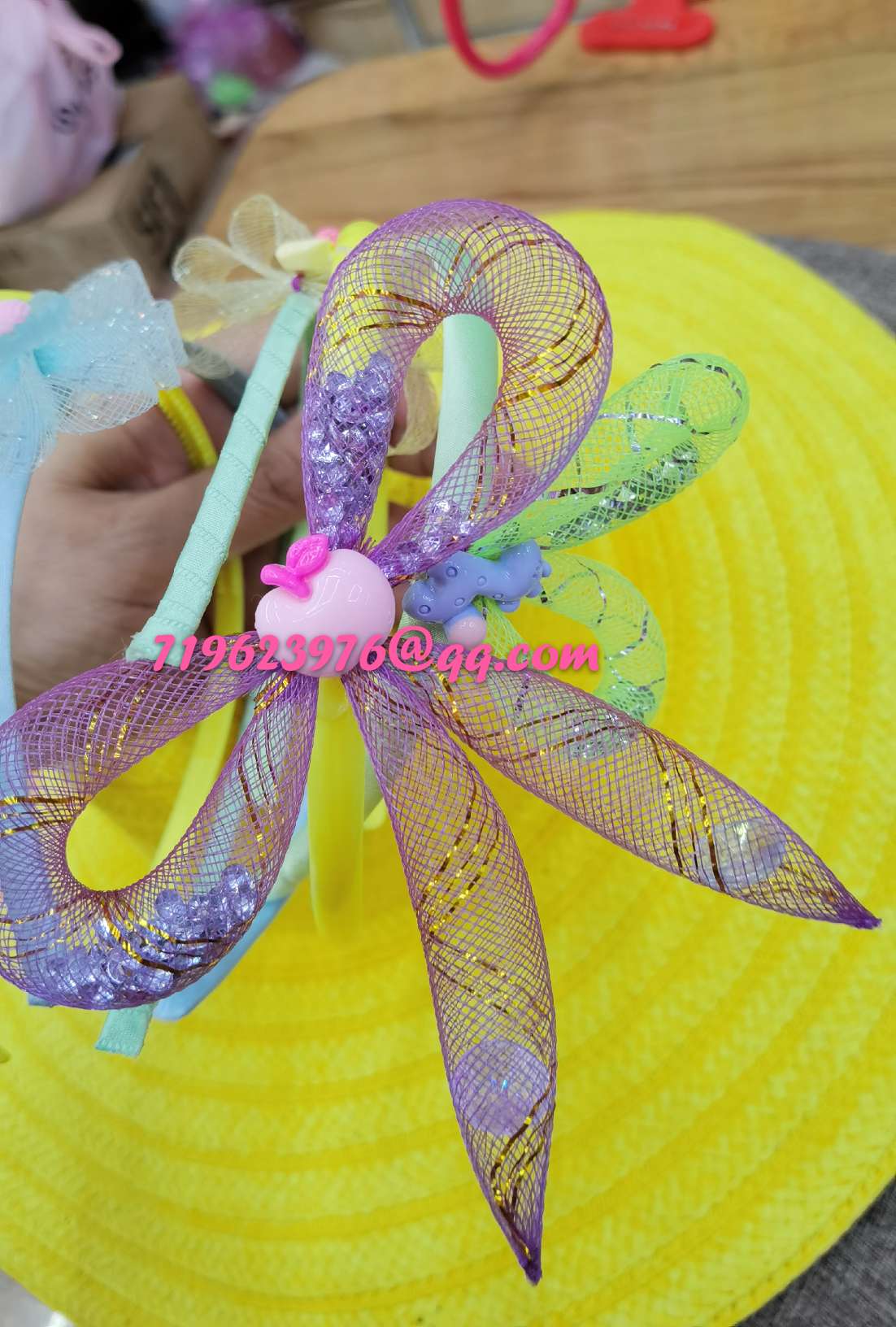 Children's headdress, elastic yarn net factory direct selling, creative jewelry, headdress, packaging materials, headband Specification drawing