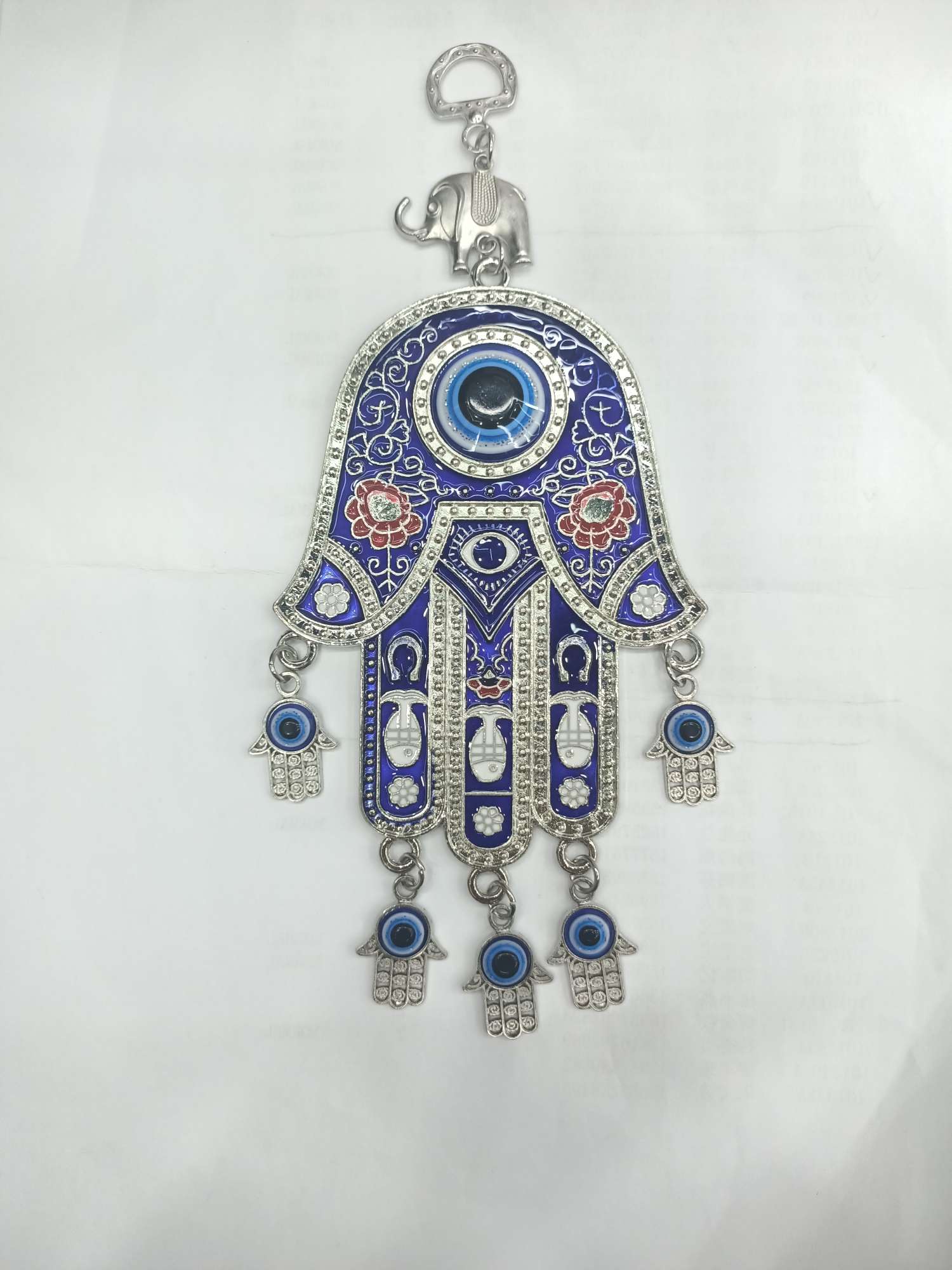 少数民族风蓝底红花小手掌坠子饰品配件