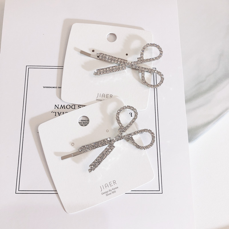 New hot style rhinestone small scissors hair clip clip French temperament advanced French ins web celebrity design thumbnail