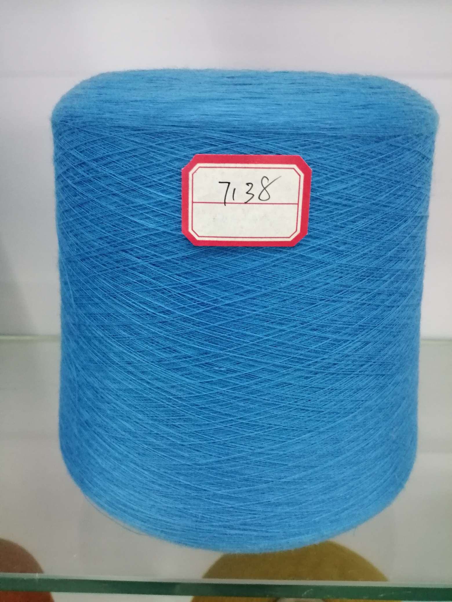 Colored fixed dyeing polyester 16S, 21S, 32S large chemical fiber knitted dyed yarn silver gray sky blue