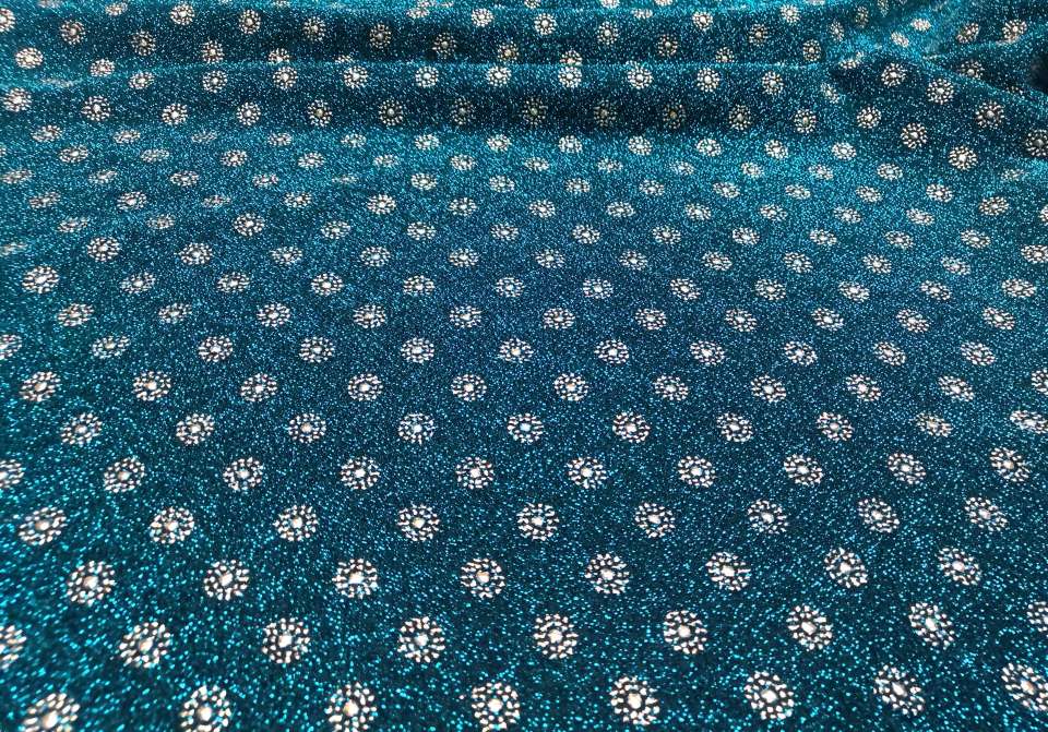 Small sunflower drop-molded thread fabric, gold and silver thread knitted fabric, stage handicraft, hair band, Muslim headscarf details Picture