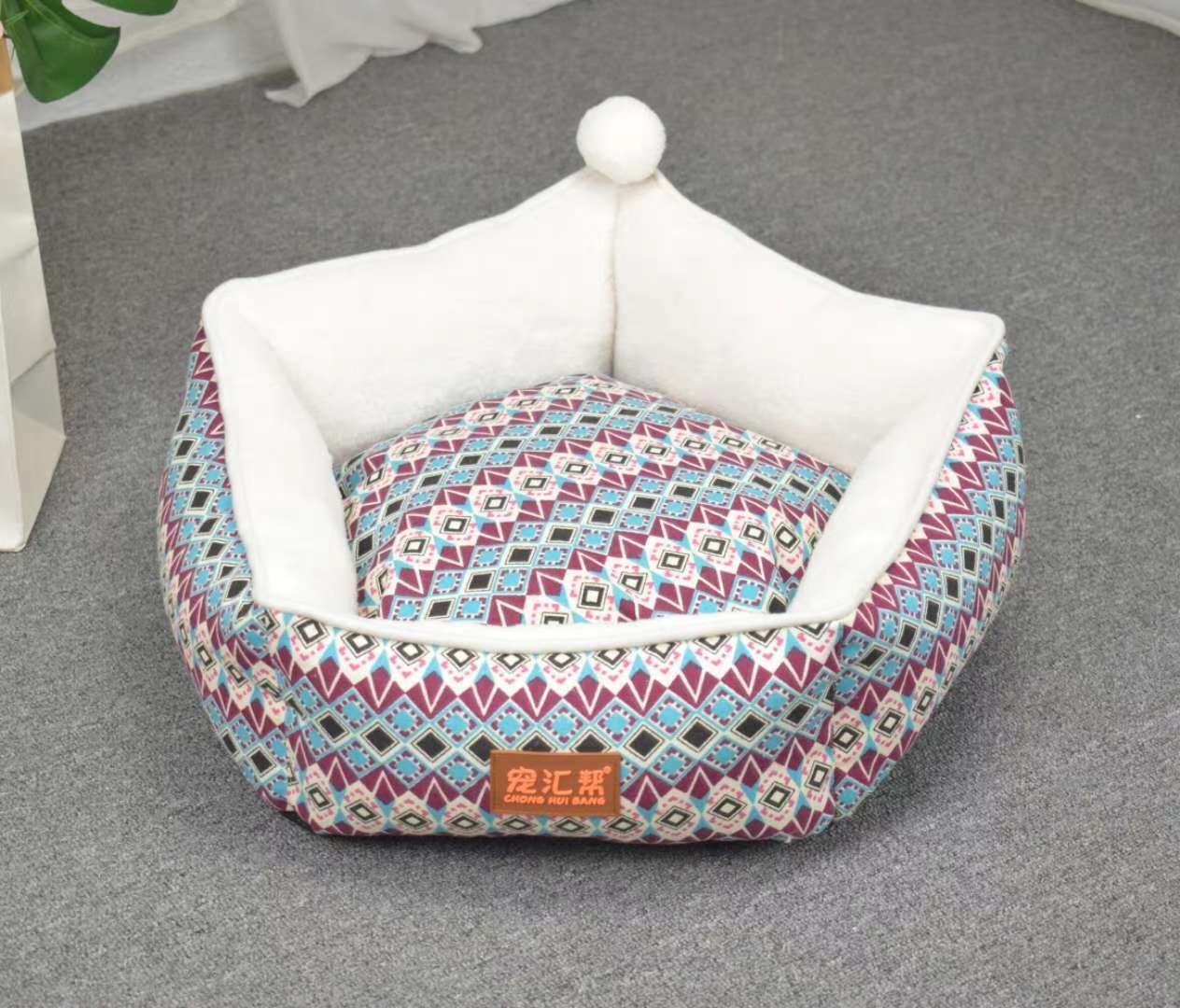 印花帆布+北极绒五角窝，绵绵的狗狗窝现在大批量有货啦！印花帆布+北极绒五角窝详情图7