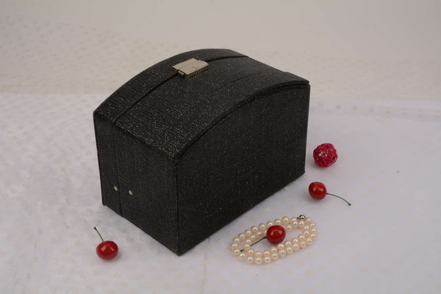 Makeup bag Makeup case with mirror set professional pearl black