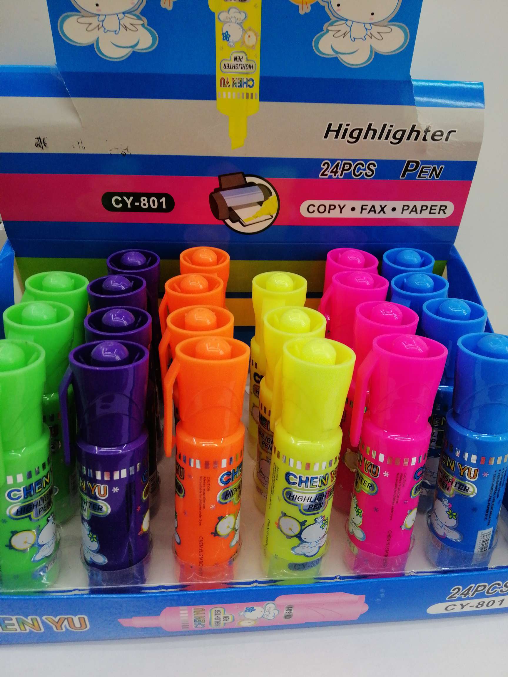 Hanjia Stationery Office Culture Student Writing Tools Highlighters CY - 801 24-piece Highlighters Display Box Set thumbnail