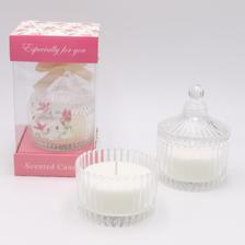 婚庆礼盒装糖缸水晶杯手工纯植物香薰蜡烛玫瑰香味