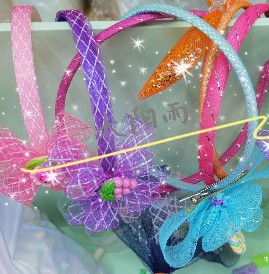 Children's headdress, elastic yarn net factory direct selling, creative jewelry, headdress, packaging materials, headband details Picture