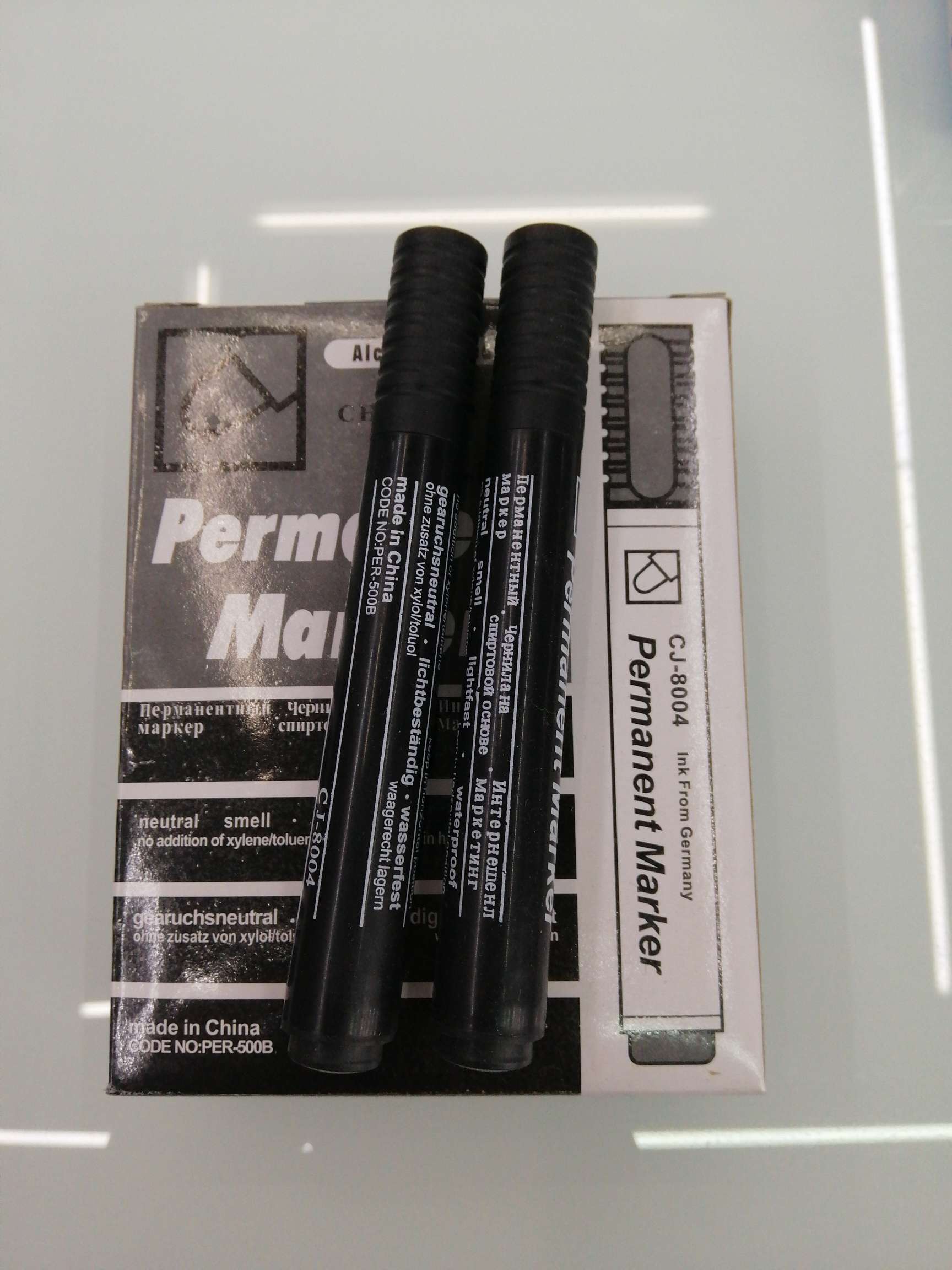 Yiwu Hanjia Stationery CJ-8004 Marker Pen 12-piece box set, black, blue and red colors details Picture