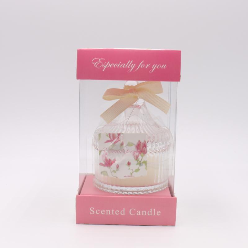 婚庆礼盒装糖缸水晶杯手工纯植物香薰蜡烛玫瑰香味白底实物图