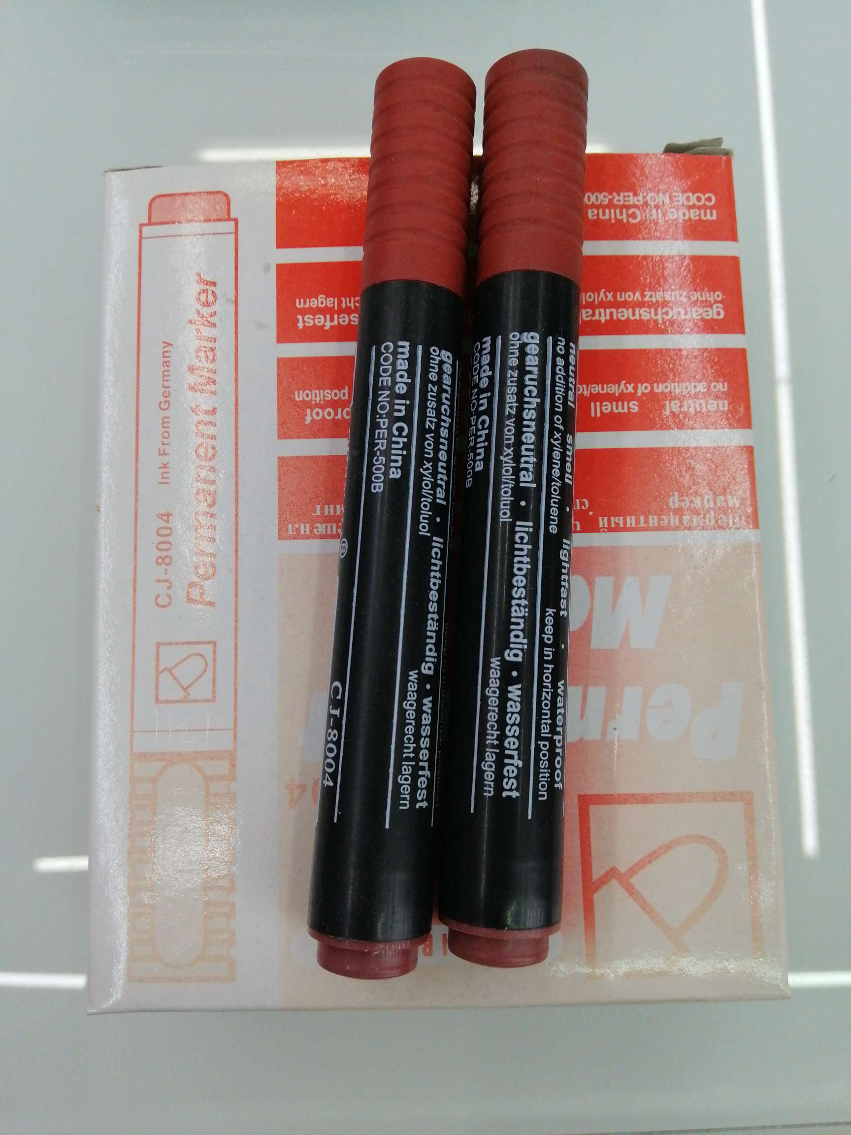 Yiwu Hanjia Stationery CJ-8004 Marker Pen 12-piece box set, black, blue and red colors Specification drawing